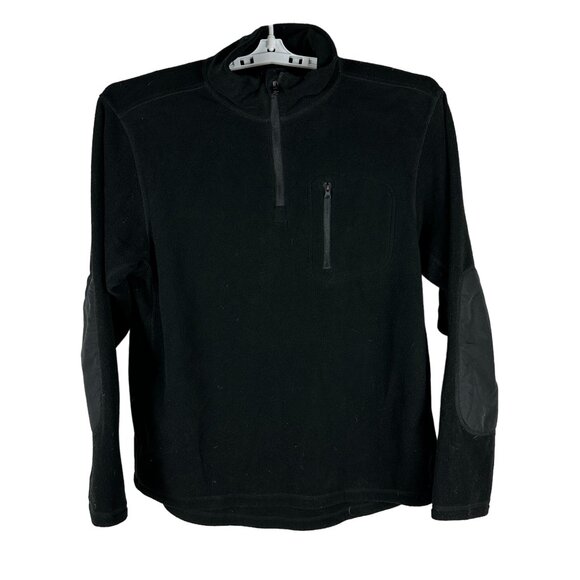 Condor Men's XL Black Fleece Pullover With Zippered Chest Pocket & Elbow Patches - Picture 1 of 4